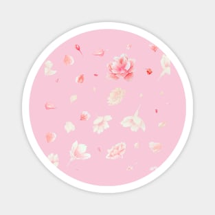 Dancing among the sakura petals - Pink background Magnet